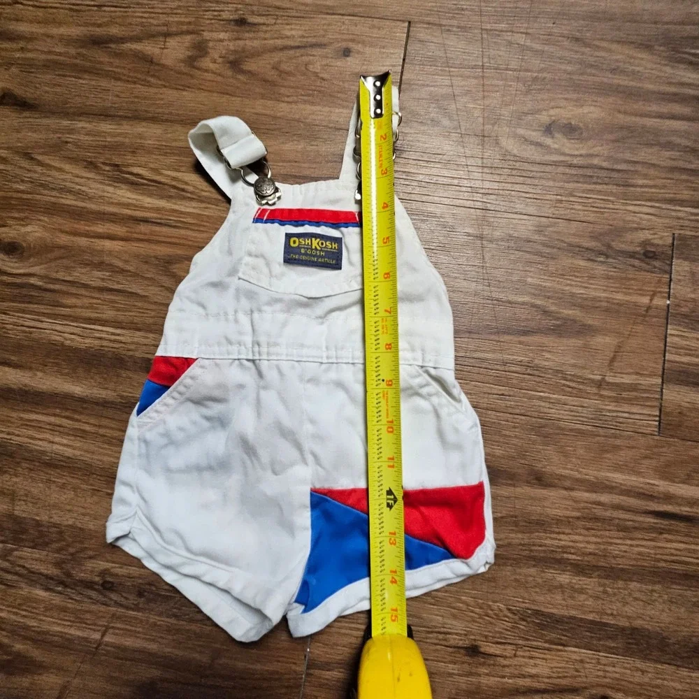 Vintage OshKosh B'gosh Colorblock Shortall Overalls 6-9 Months Retro Y2K 90s